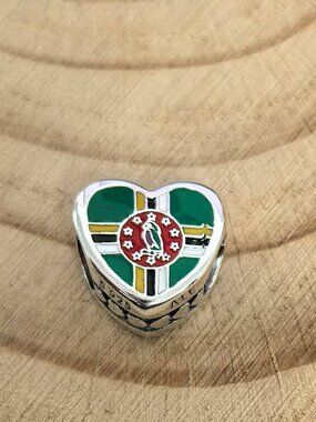 Pandora I Love Dominica Flag Heart Charm Travel Charm, S925 Silver Jewelry